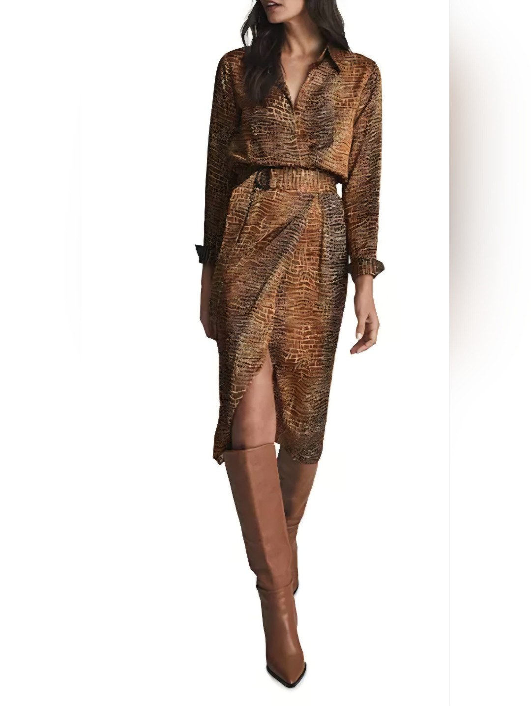 Reiss Emile Croc Print Dress